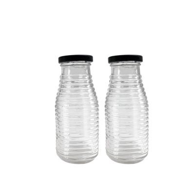 Round glass pudding milk bottle baby feeding bottles for beverage with straw tin lid