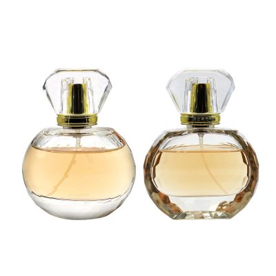 Flat shape luxury glass empty car spray perfume bottle 60ml with decorative cover