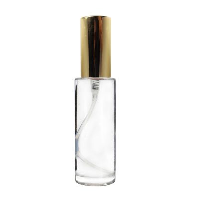 30ml 50ml cylindrical clear glass perfume spray bottle with aluminum lid