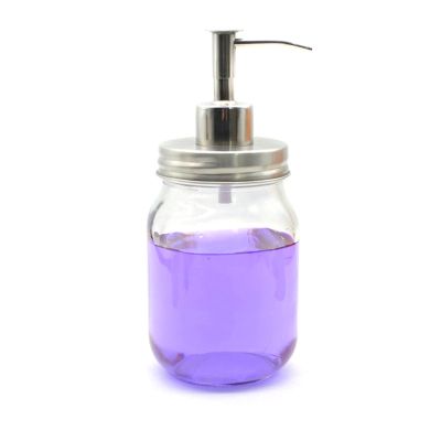 16 oz 500ml Wide Mouth Stainless Steel Pump Spray Glass Mason Jars for Liquid Soap Shampoo