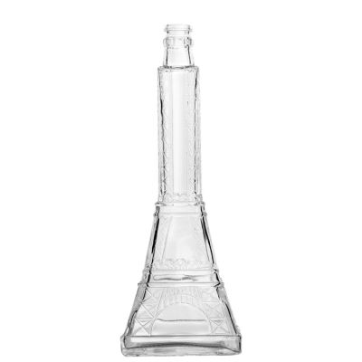 Custom Color Eiffel Tower Shape Empty 500ml Alcohol Spirit Glass Bottles for Liquor