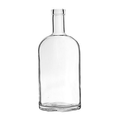 Custom Thin Bottom Round Clear Empty Alcohol Spirit Vodka 1L Glass Bottle for Liquor