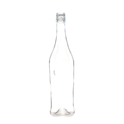 Wholesale china manufacturer round empty clear 750ml swing top wine liquor bottles glass