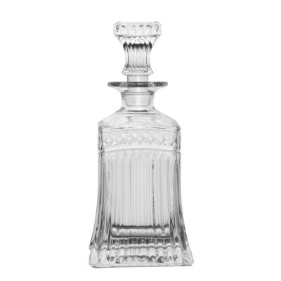 500ml Square Shape Crystal Glass Material Whisky Vodka Spirit Wine Glass Bottle with Stopper