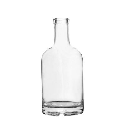 High quality 375ml dimensions super flint glass clear round vodka glass bottle with cap