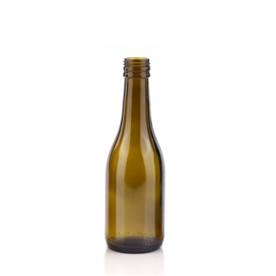 High quality round empty brown 187ml mini wine liquor champagne flint glass bottles