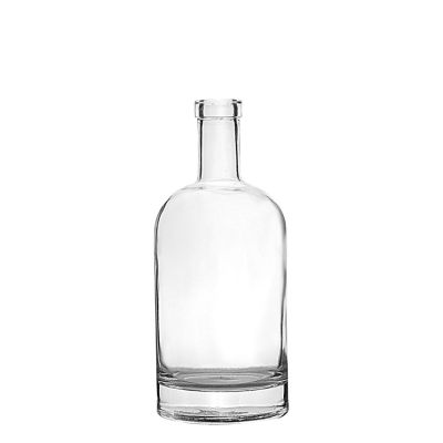 Hot sale custom luxury cork stopper 500ml clear empty round vodka glass bottle for party