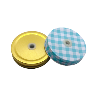 customized 70mm screw metal cap twist off lid with a hole
