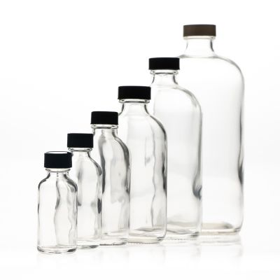 16oz 500ml clear boston round glass bottle with cap