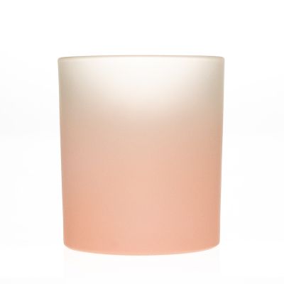 Glass Manufacturer 300ml 10oz Cylinder Short Round Frosted Colorful Glass Candle Jar Holder Wholesale