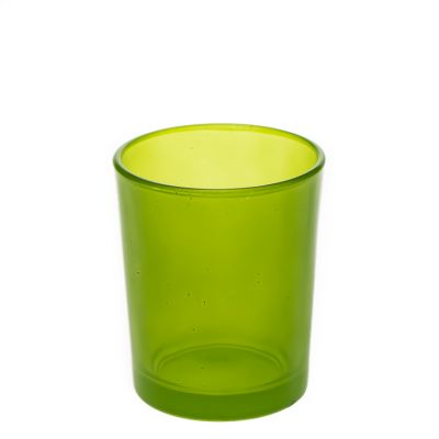 Creative Green Coloured Glass Cup 90ml 3oz Cylinder Round Empty Candle Holder