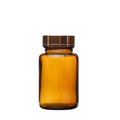 100ml Hot selling wide mouth packer amber capsule glass bottle for medicine pill vitamin