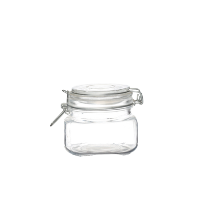 Square 16 oz Food Storage Bottles Glass Container Jars 
