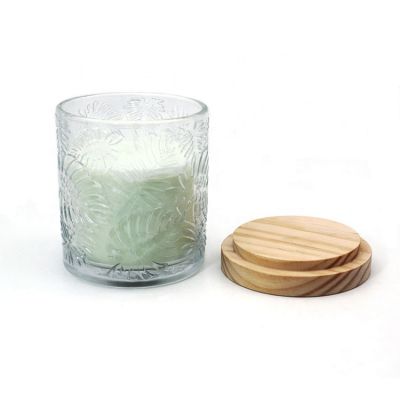Empty Religious candle glass jars for candle making with wooden lid
