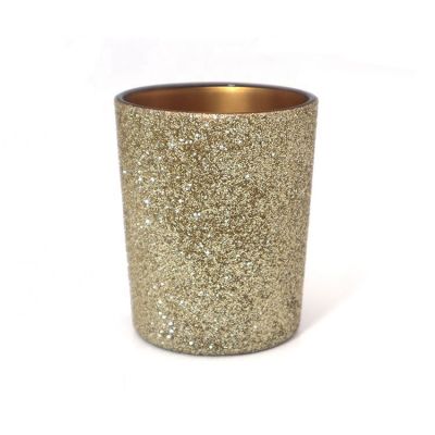 Luxury Gold Glitter Glass Tealight Pillar Candle Holders for Weddings