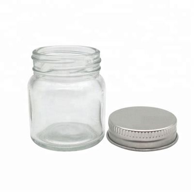 2oz Empty Mini clear glass mason candle jar with metal lid
