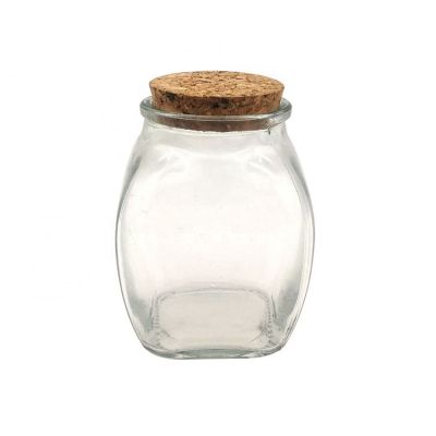8oz Clear Square Glass Votive Candle jar container with cork lid