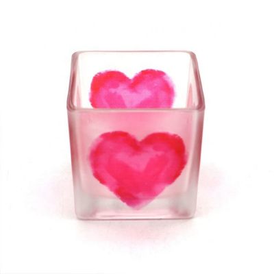 Square Printing frosted Glass Votive Candle Jars for wedding favor