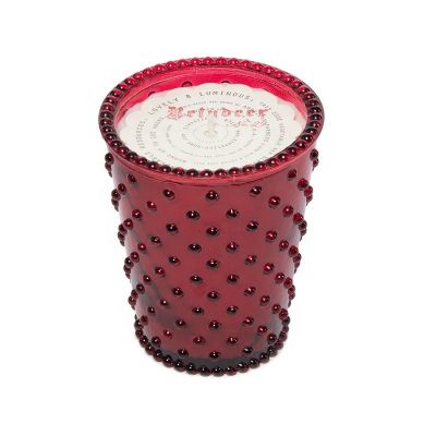 Hot Sale 16oz Red Coloured Hobnail Emboss Glass Candle Candle Jar