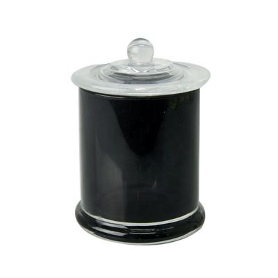 Wholesale 8oz 12oz 15oz Black Danube Glass Jar With Knob Glass Lid