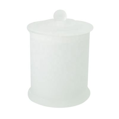 Wholesale 8oz 12oz 15oz Premium Frosted White Danube Glass Jar With Knob Lid