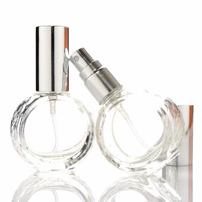 Glass Factory Custom Simple Mini Tiny Flat Round Slim Glass Perfume Bottle
