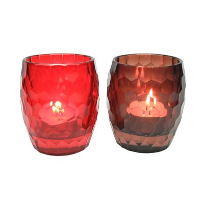faceted 3.5oz votive glass jars crystal candle holders geo cut glass candle jars 