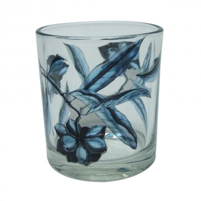 flower patterns tumbler glass candle holders 5.5oz glass cups