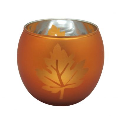 decorated glass votive candle holders frosted orange colors & laser cut pattern tea light candles