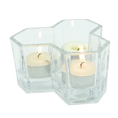 customized trio votive candle holder for home decor tea light holders crystal glass jars 3 triple wick candle jars