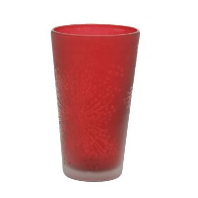 red decal luxury unique coloured glass for candle cups modern candle holders glasswares canister container vessels