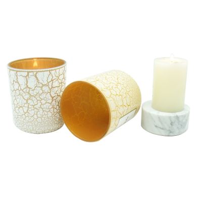 12oz luxury unique crackled patterns glass candle holders jars for wedding with lids in bulk packaging containers wax