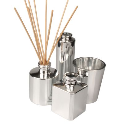 2oz 3 oz 4.5oz 6oz electroplated glass reed diffusers bottles candle jars metallic glass shiny gold silver coated glass