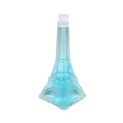 Eiffel tower shaped glass bottles for liquor 650ml crystal glass bottle for alcohol empty wine bottle