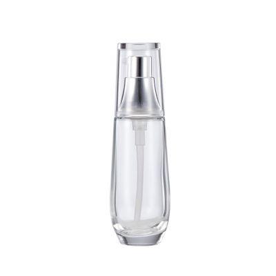 Cosmetic Packaging Sets 4oz Wholesale Clear Empty Transparent Round Glass Lotion Pump Bottle 