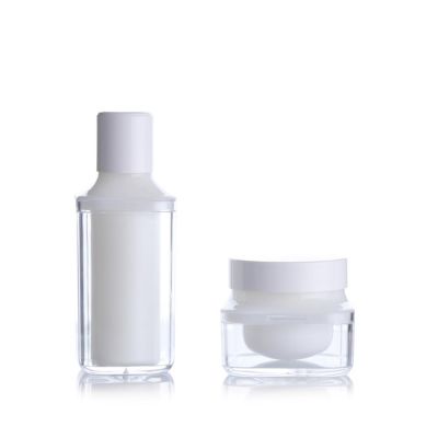 Empty Acrylic Airless Pump Bottle Travel Cream Jar Makeup Foundation Bottle Portable Cosmetic Container Acrylic Lotion Bottle 