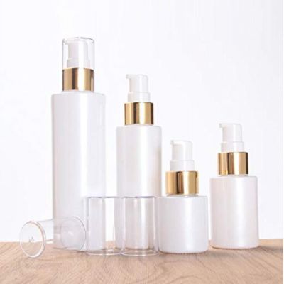 30ml/1oz Upscale Pearlescent White Glass Pump Press Bottles Lotion Dispenser Jars Vials Portable Travel Storage Containers Pot 
