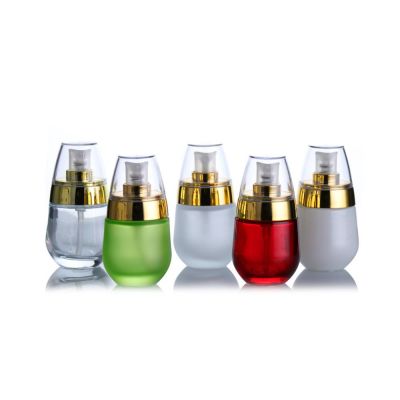 Pearl White Lotion Bottle With Bright Gold Silver Pump Head Foundation 30ml 50ml Body Lotion Skin Whitening Glass Bottles 