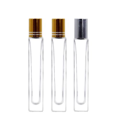 10ml Rectangle Thick Bottom Perfume Glass Bottle 10ml Square Roll On Bottle With Stainless Steel Roller 