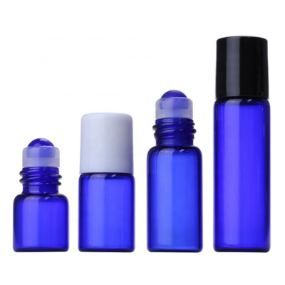 Wholesale blue glass bottle matte bright blue glass roller ball 1ml 2ml 3ml 5ml perfume roll on glass bottle