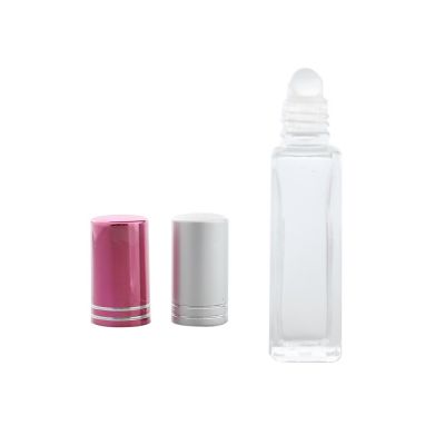 Hot sale 5ml 10ml square glass essential oil roll on bottle with stainless steel ball for cosmetic packaging 