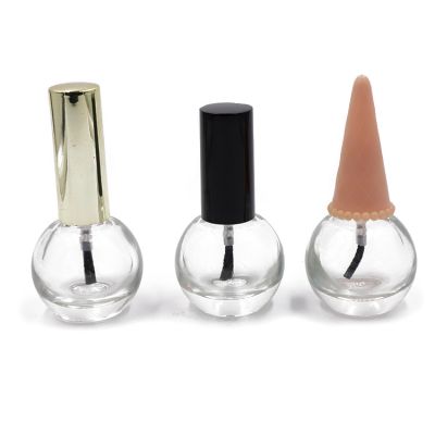15ml round shape nail polish bottle with brush and cap 