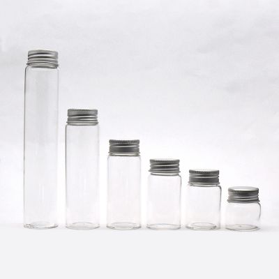 25ml 40ml 50ml 70ml 100ml 145ml Small Cylinder Borosilicate Glass Tube Bottle jar with Aluminum Cap for Candy 