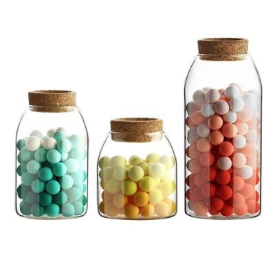 New Arrival Transparent High Borosilicate Glass Candy Storage Jar Soft Wooden Lid 
