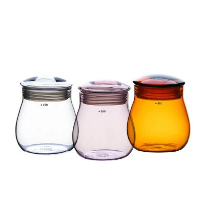 Well design 3 color recycled glass storage jar with glass lid food glass storage jar 