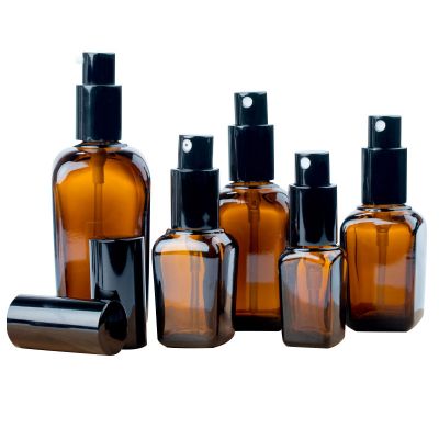 50ml Amber glass essential oil bottle with press pump 