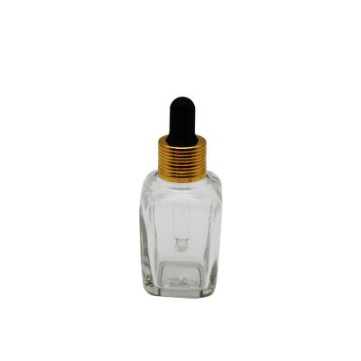 Dropper bottles of 10ml 20ml 30ml 50ml 100ml glass with golden cap square cosmetic bottle 