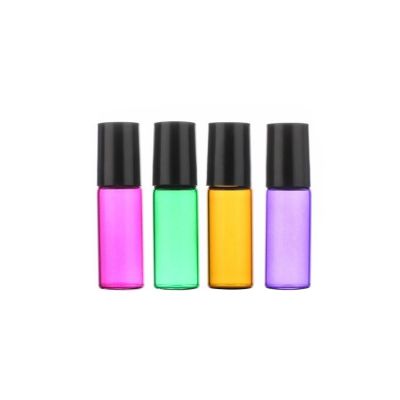 Free sample 5ml amber roll on bottle with stainless steel roller ball 