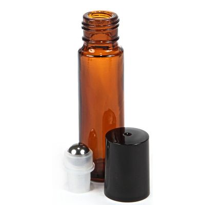 Wholesale 10ml Two Colors Blue Brown Round Steel Roller Essential Oil Glass Bottle 