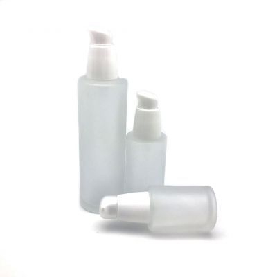 30ml 50ml 100ml glass cosmetic lotion bottles in frosted bottle with white pump